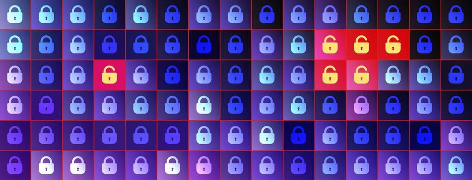 Internet cyber security background. Digital cyberspace with vector lock Stock Illustration