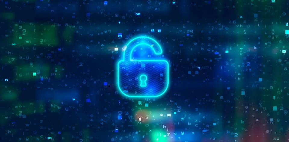 Internet cyber security background. Digital cyberspace with lock vector ill.. Stock Illustration
