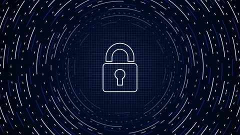 Internet Cyber security technology with padlock key access Video stock 342592429