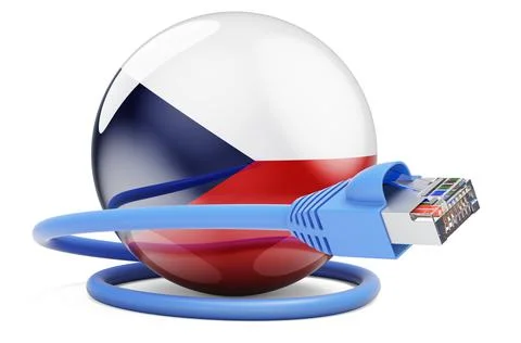Internet, "Czech Republic", lan, cable, flag, provider, networking, net, 3d,  Stock Illustration
