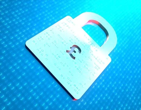 Internet data and pound lock, financial security and protection Stock Illustration