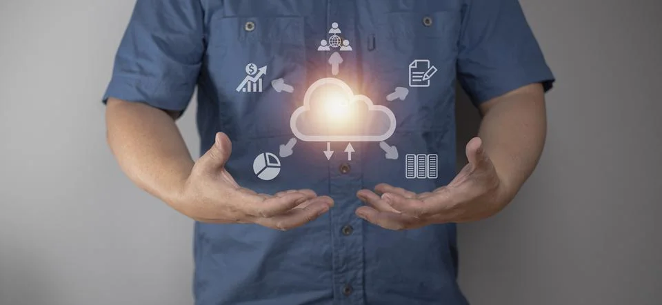 Internet data connection big data center through online cloud channels commun Stock Photos