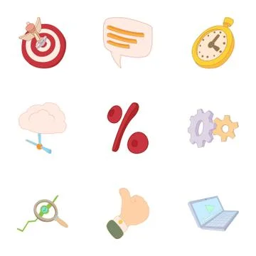 Internet data icons set, cartoon style Stock Illustration