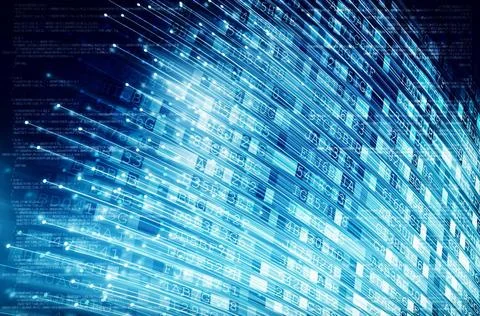  Internet data Internet data transmission via fiber optics concept Copyrig... Foto stock