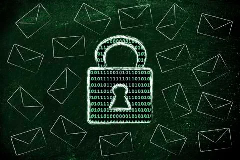 Internet data security: binary code lock and mail Stock Illustration