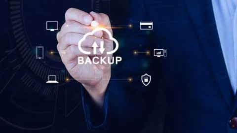 Internet data storage backup, technology business concept, Cloud technology.. Foto stock