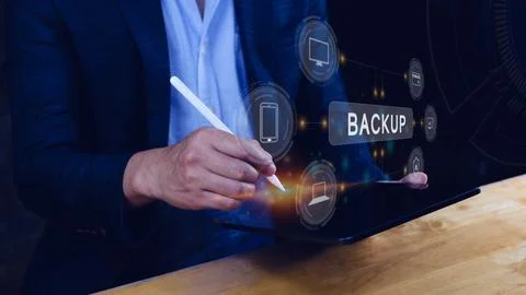 Internet data storage backup, technology business concept, Cloud technology.. Foto stock
