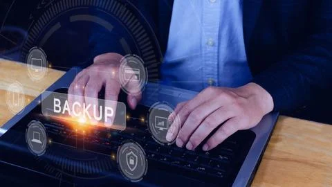 Internet data storage backup, technology business concept, Cloud technology.. Foto stock