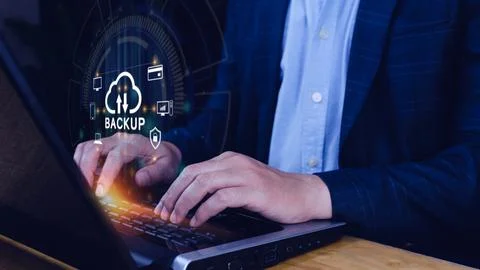 Internet data storage backup, technology business concept, Cloud technology.. Stockfoto's