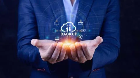 Internet data storage backup, technology business concept, Cloud technology.. Stockfoto's