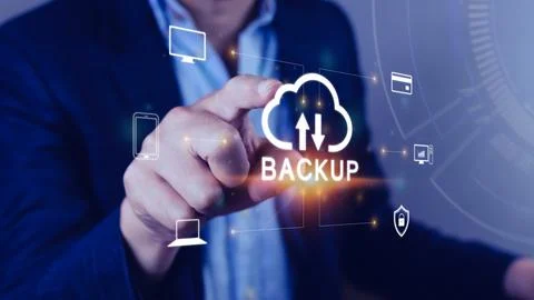 Internet data storage backup, technology business concept, Cloud technology.. Foto stock
