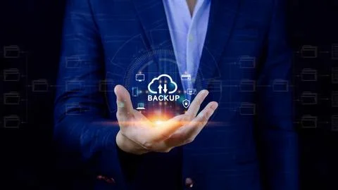 Internet data storage backup, technology business concept, Cloud technology.. Foto stock