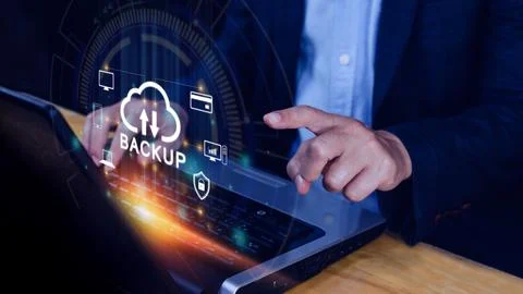 Internet data storage backup, technology business concept, Cloud technology.. Foto stock