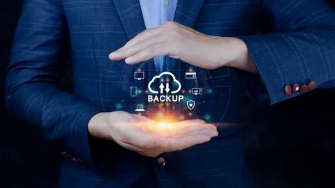 Internet data storage backup, technology business concept, Cloud technology.. Foto stock