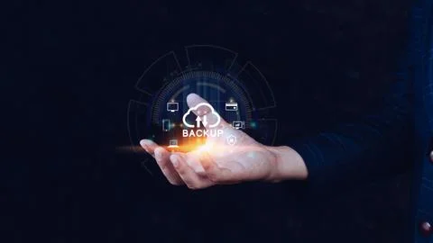 Internet data storage backup, technology business concept, Cloud technology.. Foto stock