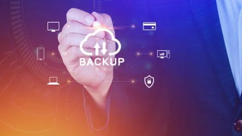 Internet data storage backup, technology business concept, Cloud technology.. Foto stock