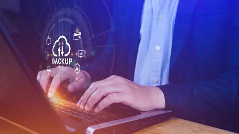 Internet data storage backup, technology business concept, Cloud technology.. Stockfoto's