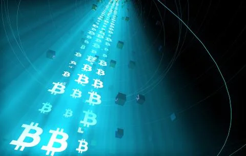 Internet data technology, Bitcoin, information transmission Illustrazione stock