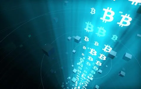 Internet data technology, Bitcoin, information transmission Illustrazione stock