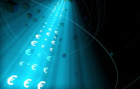 Internet data technology, Euro, information transfer Illustrazione stock