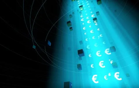 Internet data technology, Euro, information transfer Illustrazione stock