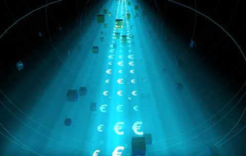 Internet data technology, Euro, information transfer Illustrazione stock