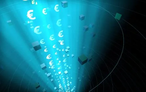 Internet data technology, Euro, information transfer Illustrazione stock