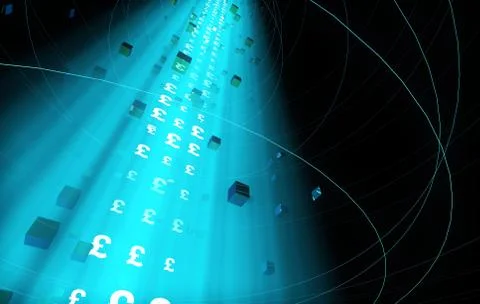 Internet Data Technology, Pound Sterling, Information Transmission Illustrazione stock