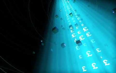 Internet Data Technology, Pound Sterling, Information Transmission Illustrazione stock