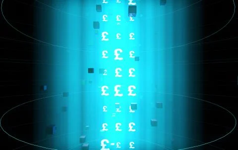 Internet Data Technology, Pound Sterling, Information Transmission Illustrazione stock