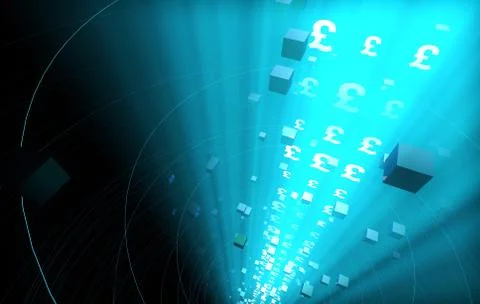 Internet Data Technology, Pound Sterling, Information Transmission Illustrazione stock