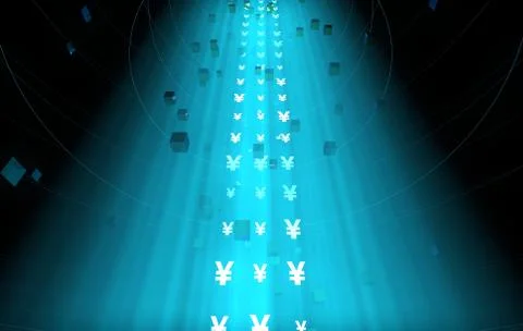 Internet data technology, RMB, information transmission Illustrazione stock