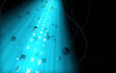 Internet data technology, RMB, information transmission Illustrazione stock