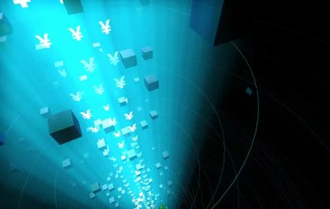 Internet data technology, RMB, information transmission Illustrazione stock