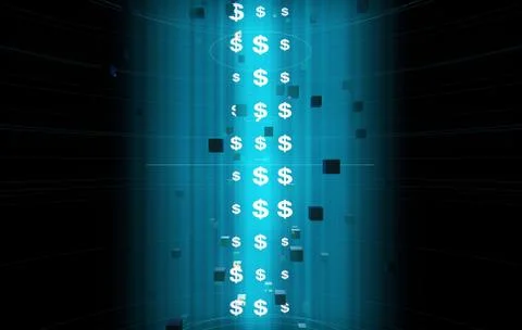 Internet data technology, US dollars, information transmission Illustrazione stock