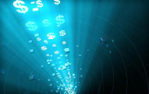 Internet data technology, US dollars, information transmission Illustrazione stock