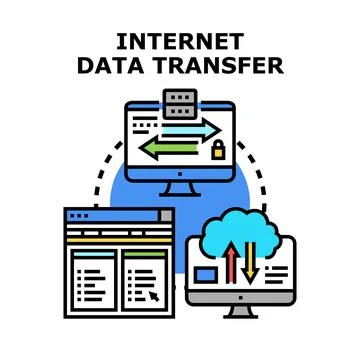 Internet data transfer exchanging information between devices Stock Illustration