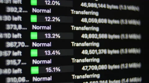 Internet data transfer speed, information download, download progress, FTP Stock Footage 236257284