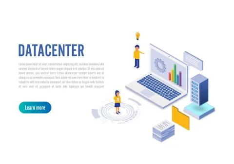 Internet datacenter connection, administrator of web hosting concept. Charact Stock Illustration