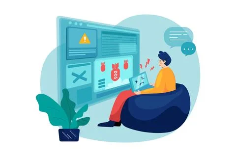 Internet Denial Of Service Attack Illustrazione stock