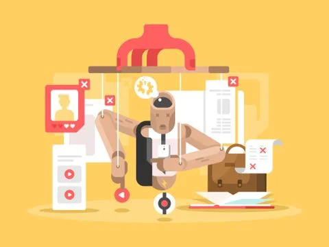 Internet dependent puppet Stock Illustration