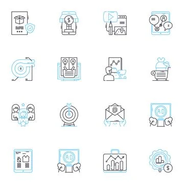 Internet design linear icons set. Responsive, Minimalistic, User-centered Stock Illustration