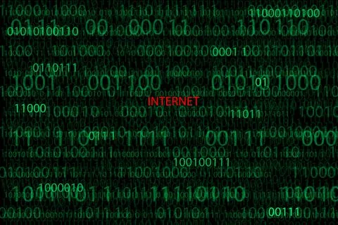 Internet on digital binary code data 库存插图