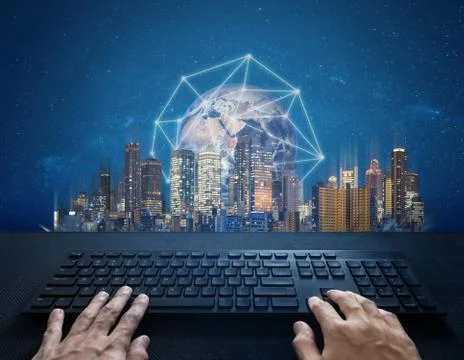 Internet, digital networking and connection. Element of image furnish by NASA Stock Photos