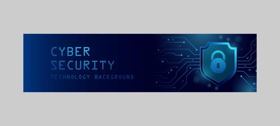 Internet digital security technology horizontal banner template background .. Illustrazione stock