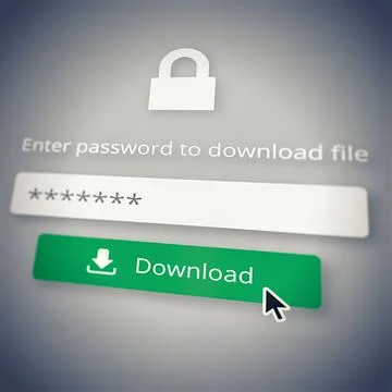 An internet download page requesting a password - ALL design on this image is Stock Photos
