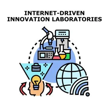 Internet driven innovation laboratories concept with global connectivity イラスト素材