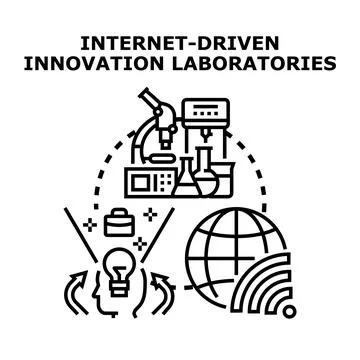Internet driven innovation laboratories concept with global connectivity Stock Illustration