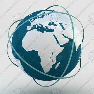 Internet Earth Sign Globe Striped W01 3D Model