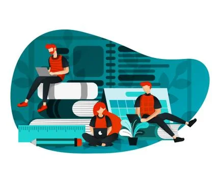 Internet Education and Learning. Vector flat illustration of concepts Stock Illustration